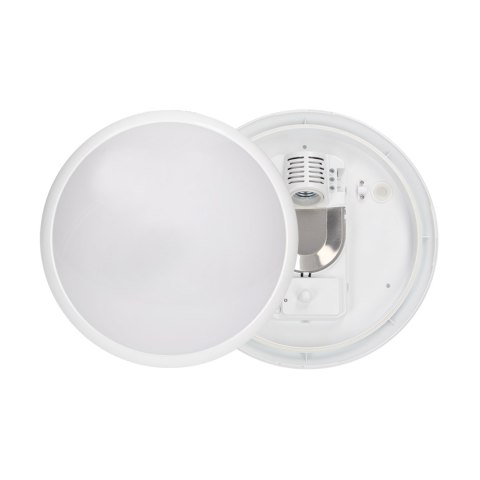 BREVA, plafon oświetleniowy z mikrofalowym czujnikiem ruchu, 60W, E27, IP44, poliwęglan mleczny