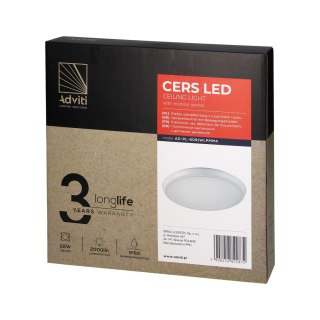 CERS LED plafon z mikrofalowym czujnikiem ruchu, LED 22W, 2000lm, IP65, 4000K, poliwęglan mleczny biały, funkcja przyciemnienia