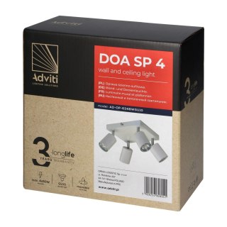 DOA SP4, oprawa ścienno-sufitowa, GU10 max. 4x50W, IP20, biała, kwadrat