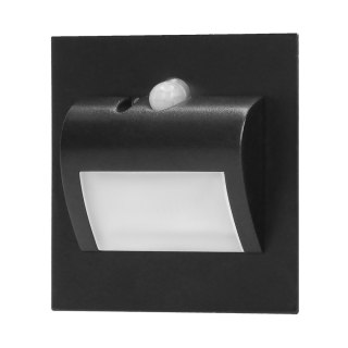 DRACO LED NEW 1,5W, oprawa schodowa podtynkowa, 12VDC, 30lm, 4000K, czarna, czujnik ruchu i zmierzchu
