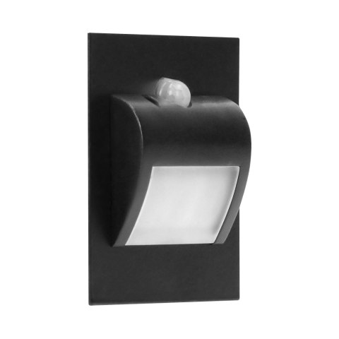 DRACO LED NEW 1,5W, oprawa schodowa podtynkowa, 12VDC, 30lm, 4000K, czarna, czujnik ruchu i zmierzchu