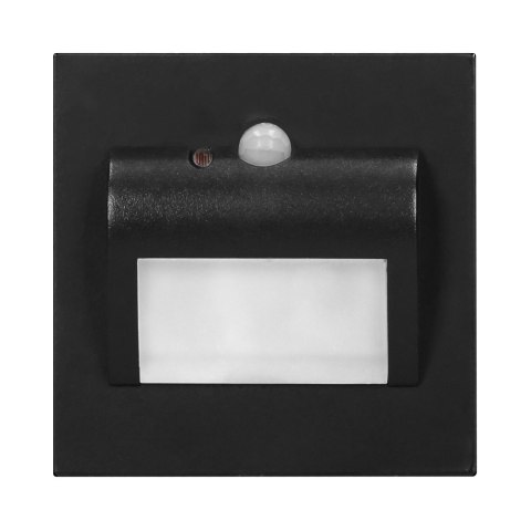 DRACO LED NEW 1,5W, oprawa schodowa podtynkowa, 12VDC, 30lm, 6000K, czarny, czujnik ruchu i zmierzchu