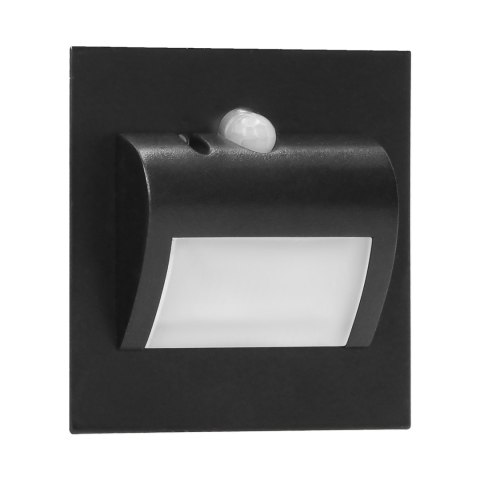 DRACO LED NEW 1,5W, oprawa schodowa podtynkowa, 12VDC, 30lm, 6000K, czarny, czujnik ruchu i zmierzchu