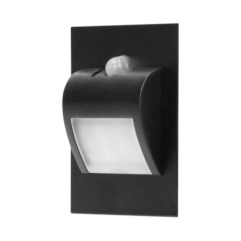 DRACO LED NEW 1,5W, oprawa schodowa podtynkowa, 12VDC, 30lm, 6000K, czarny, czujnik ruchu i zmierzchu