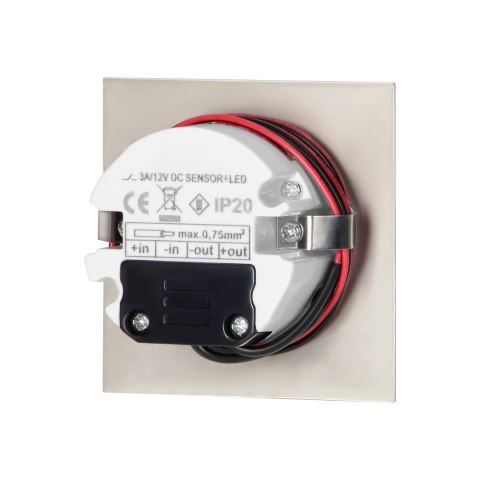DRACO LED NEW 1,5W, oprawa schodowa podtynkowa, 12VDC, 30lm, 6000K, satyna, czujnik ruchu i zmierzchu