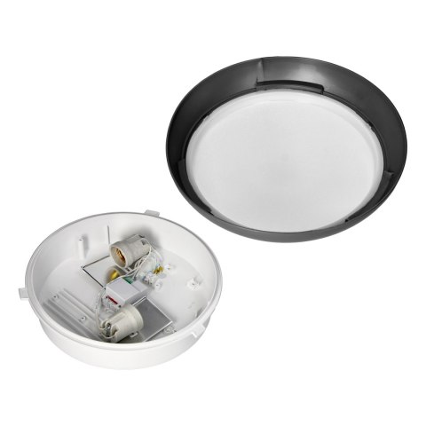 KOKO oprawa 2xE27 z mikrofalowym czujnikiem ruchu, 2x40W, czarna-polipropylen, klosz matowy-poliwęglan, IP44, IK10