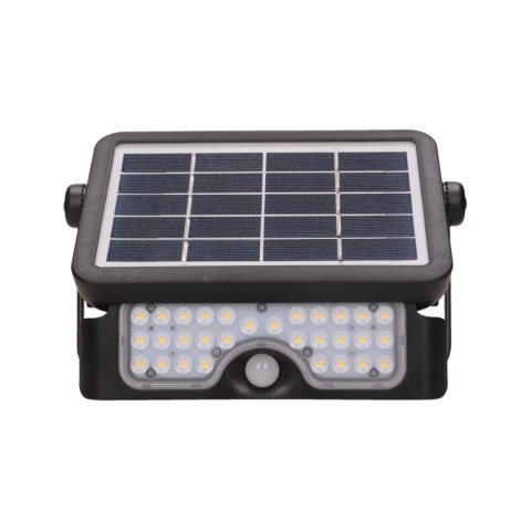 LUX LED 5W, naświetlacz solarny z czujnikiem ruchu 500lm, IP65, 4000K, 2x1500mAh, czarny