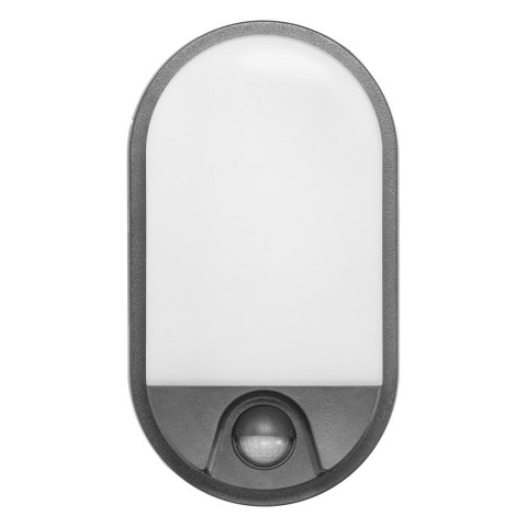 NEFRYT LED 10W, oprawa ogrodowa z czujnikiem ruchu PIR, 800lm, IP54, 4000K, szara