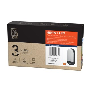NEFRYT LED 15W, oprawa ogrodowa z czujnikiem ruchu, 1100lm, IP54, 4000K, czarna