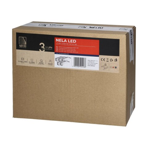 NELA zestaw 5 lamp podszafkowych LED, 4x2W+7,5W, 4000K, z USB, biały