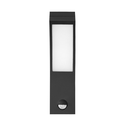 PIRYT LED 10W, oprawa ogrodowa z czujnikiem ruchu 140st, 800lm, IP54, 4000K, czarna