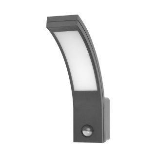 PIRYT LED 10W, oprawa ogrodowa z czujnikiem ruchu 140st, 800lm, IP54, 4000K, szara