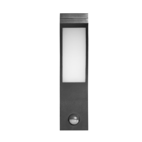 PIRYT LED 10W, oprawa ogrodowa z czujnikiem ruchu 140st, 800lm, IP54, 4000K, szara