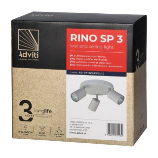 RINO oprawa ścienno-sufitowa, moc max. 3x50W, GU10, IP20, biała