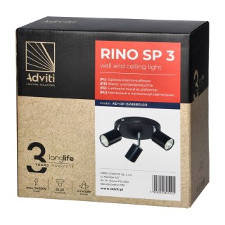 RINO oprawa ścienno-sufitowa, moc max. 3x50W, GU10, IP20, czarna