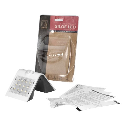 SILOE LED 1,5W, lampa solarna z czujnikiem ruchu 120st, 190lm, IP65, 4000K, 1200mAh, podwójne źródło światła, biała
