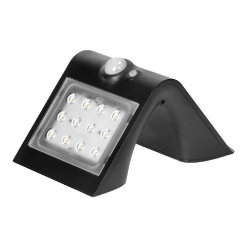 SILOE LED 1,5W, lampa solarna z czujnikiem ruchu 120st, 190lm, IP65, 4000K, 1200mAh, podwójne źródło światła, czarna