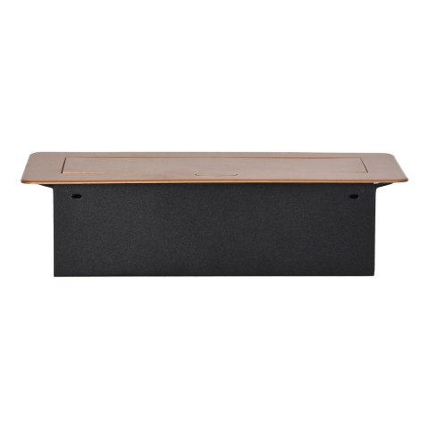 Gniazda meblowe wpuszczane w blat z płaskim frezowanym rantem i ładowarką USB, 2x2P+Z (Schuko), 2xUSB, złote