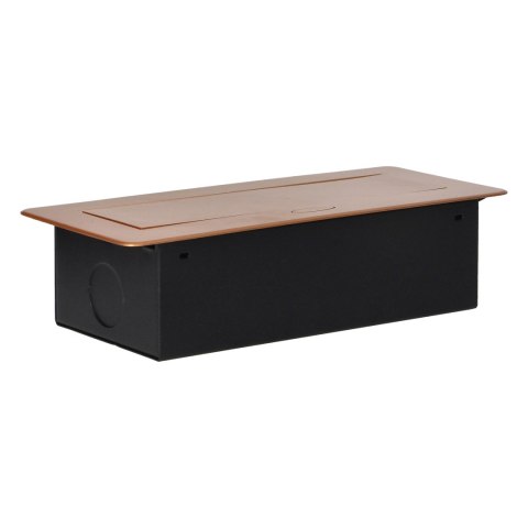 Gniazda meblowe wpuszczane w blat z płaskim frezowanym rantem i ładowarką USB, 2x2P+Z (Schuko), 2xUSB, złote