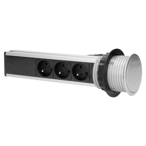 Gniazdo meblowe ?8cm wysuwane z blatu z ładowarką USB i przewodem 1,8m, 3x2P+Z, 2xUSB