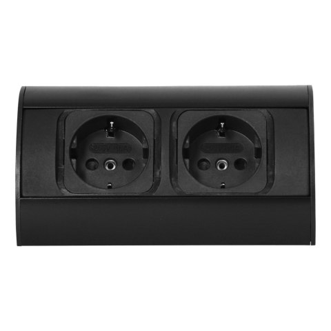 Gniazdo meblowe bez wyłącznika, 2x2P+Z (Schuko), czarne
