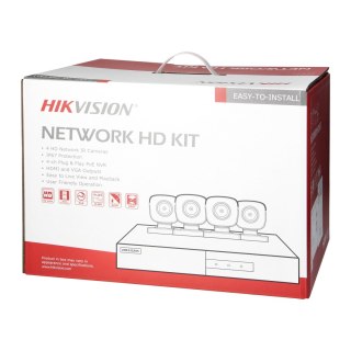 HIKVISION IPKIT-B4-4CH zestaw monitoringu z 4 tubowymi kamerami IP HIKVISION IP-CAM-B140H oraz 4-kanałowym rejestratorem HIKVIS