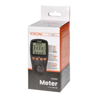 Jednotaryfowy watomierz, kalkulator energii z wyświetlaczem LCD, jedna taryfa, wbudowany akumulator, czarny