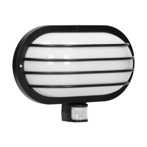 LASO, oprawa ogrodowa z czujnikiem ruchu 180°, 1x15W, E27, IP44, plastik, czarna
