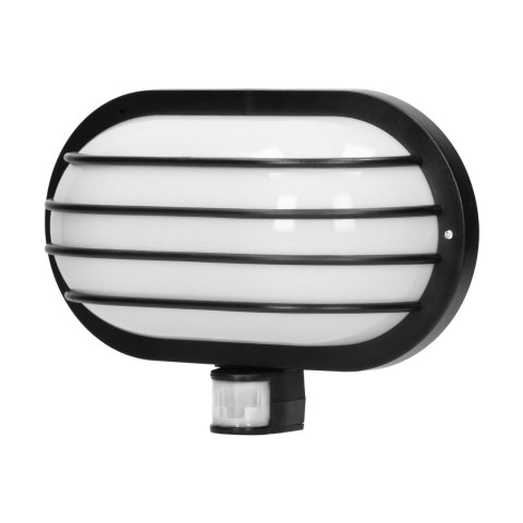 LASO, oprawa ogrodowa z czujnikiem ruchu 180°, 1x15W, E27, IP44, plastik, czarna