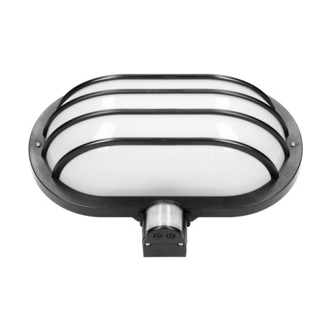 LASO, oprawa ogrodowa z czujnikiem ruchu 180°, 1x15W, E27, IP44, plastik, czarna