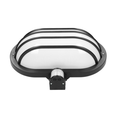 LASO, oprawa ogrodowa z czujnikiem ruchu 180°, 1x15W, E27, IP44, plastik, czarna