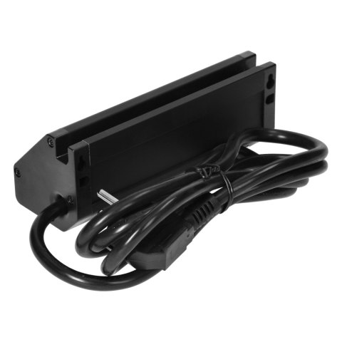 Podwójne gniazdo meblowe z uchwytem na telefon i przewodem 1,5m, 2x2P+Z, czarne