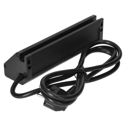 Potrójne gniazdo meblowe z uchwytem na telefon i przewodem 1,5m, 3x2P+Z, czarne