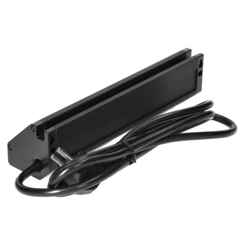 Potrójne gniazdo meblowe z uchwytem na telefon, ładowarką USB i przewodem 1,5m, 3x2P+Z, 2xUSB (typ A, 2,4A), czarne