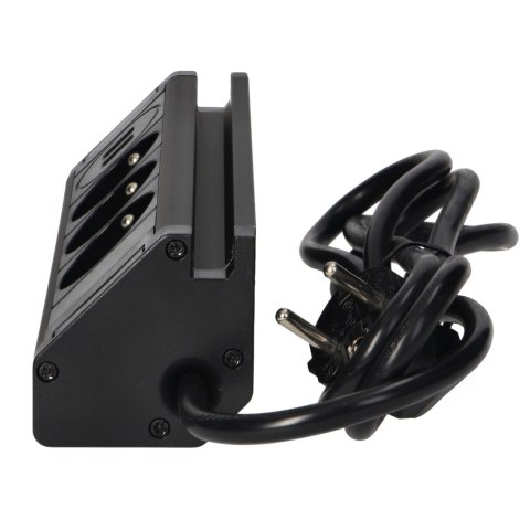 Potrójne gniazdo meblowe z uchwytem na telefon, ładowarką USB i przewodem 1,5m, 3x2P+Z, 2xUSB (typ A, 2,4A), czarne