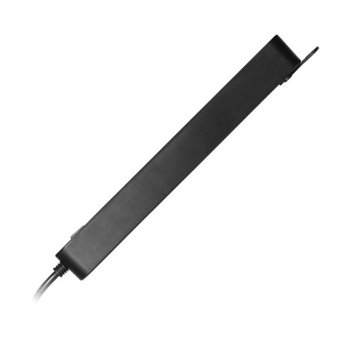 Przedłużacz 6-krotny 2P+Z(Schuko), z wyłącznikiem, 3m H05VV-F 3x1,0mm2, Imax=10A, płaska wtyczka, czarny