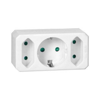 Rozgałęźnik 2x2P + 1x2P+Z (Schuko), biały