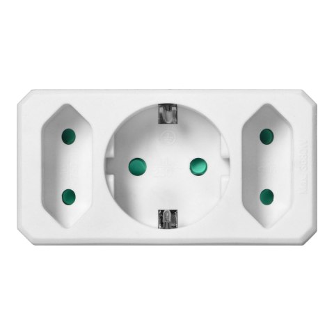 Rozgałęźnik 2x2P + 1x2P+Z (Schuko), biały