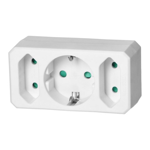 Rozgałęźnik 2x2P + 1x2P+Z (Schuko), biały