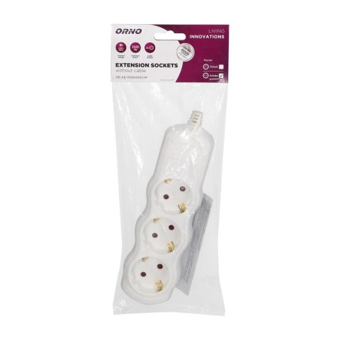 Rozgałęźnik 3x2P+Z Schuko, biały