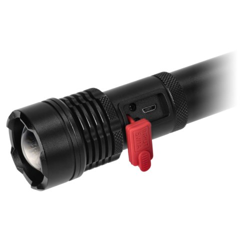 Taktyczna latarka ręczna LED COB 12W z funkcją zoom i akumulatorem 2200 mAh