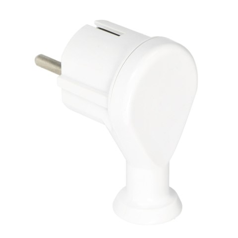 Wtyczka kątowa 2P+Z, Uni-Schuko, biała