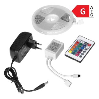 Zestaw taśma LED 12V 30L/m 100lm/m 7.2W/m IP20 RGB 3m + Sterownik RGB + Zasilacz 12V