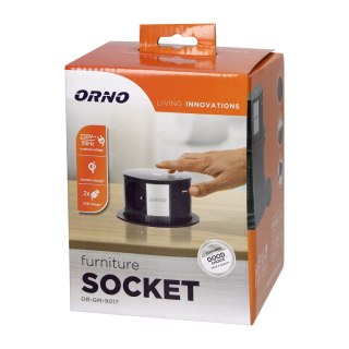 Gniazdo meblowe ?10cm wysuwane z blatu z ładowarką indukcyjną, ładowarką USB i przewodem 1,5m, 3x2P+Z, Qi 1.2.4 max. 10W, USB A+