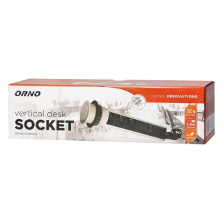 Gniazdo meblowe ?6cm wysuwane z blatu z ładowarką USB, blokadą i przewodem 1,8m, 3x2P+Z (Schuko), srebrne