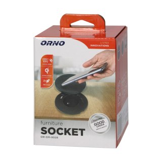 Gniazdo meblowe ?6cm z rotacyjną pokrywą, ładowarką indukcyjną, ładowarką USB i przewodem 1,5m, 1x2P+Z, Qi 1.2.4 max. 10W, 2xUSB