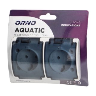 Gniazdo podwójne 2x2P+Z Schuko AQUATIC, IP44, białe dymione