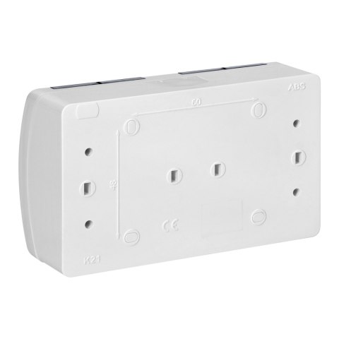 Gniazdo podwójne 2x2P+Z Schuko AQUATIC, IP44, białe dymione