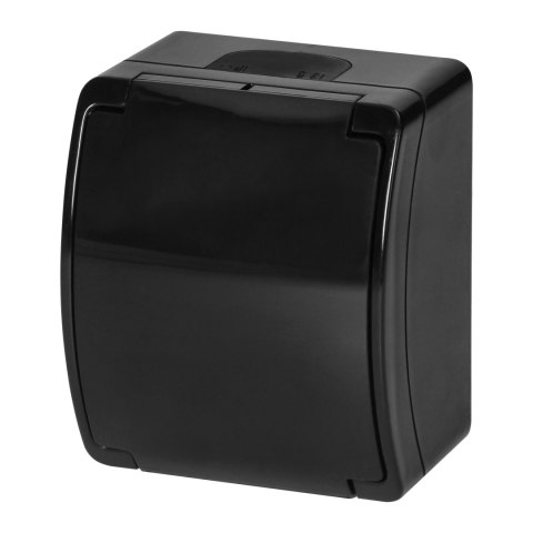 Gniazdo pojedyncze 2P+Z Schuko AQUATIC, IP44, czarne