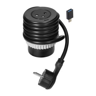Gniazdo wpuszczane w blat 2P+Z z systemem EasyEject, USB 3.0, 1,5m + przejściówka do USB